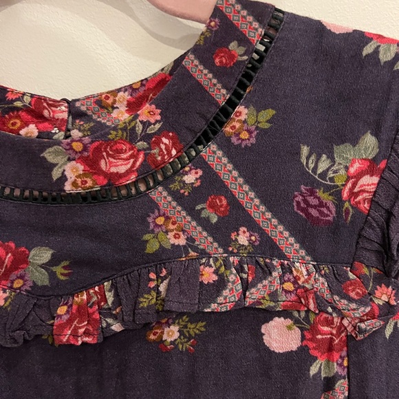 RAHI CALI - PURPLE FLORAL LONG SLEEVE RUFFLE MINI DRESS - SMALL - Picture 7 of 14